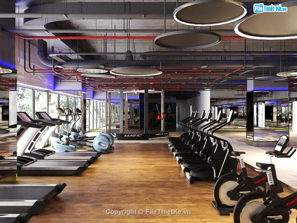 sketchup phòng gym,file su nội thất phòng gym,file sketchup phòng gym