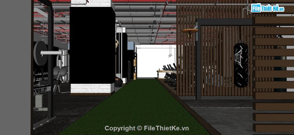 sketchup phòng gym,file su nội thất phòng gym,file sketchup phòng gym