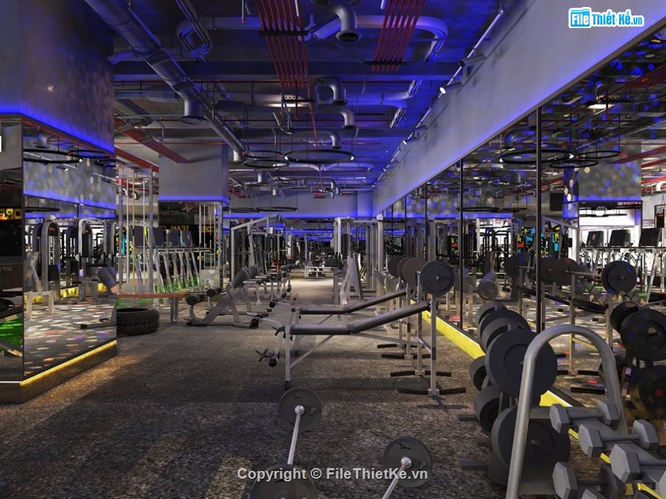 sketchup phòng gym,file su nội thất phòng gym,file sketchup phòng gym