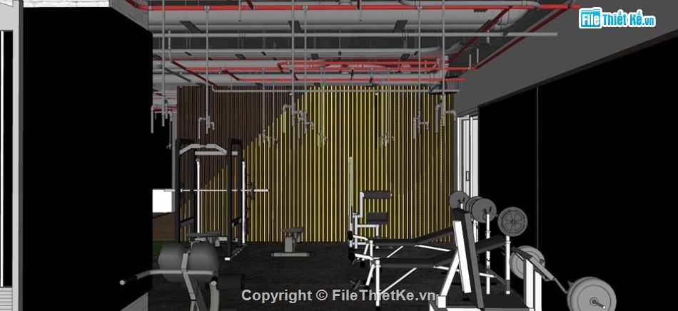 sketchup phòng gym,file su nội thất phòng gym,file sketchup phòng gym