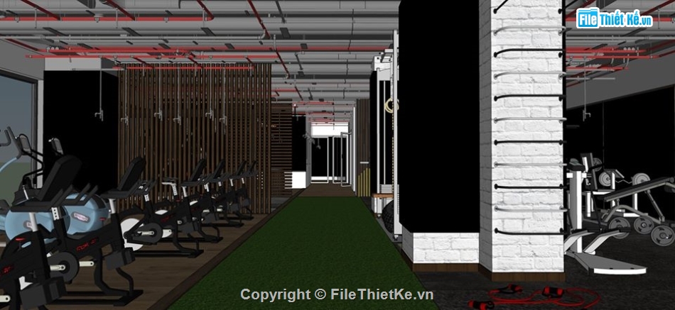 sketchup phòng gym,file su nội thất phòng gym,file sketchup phòng gym