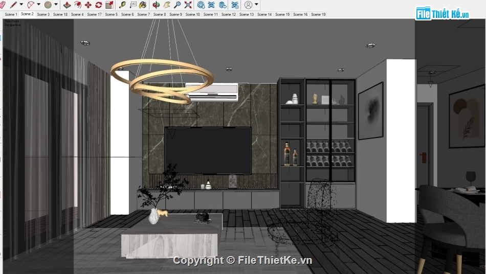 sketchup nội thất khách bếp,file sketchup nội thất phòng ngủ,sketchup phòng khách,nội thất phòng bếp,sketchup nội thất phòng ngủ