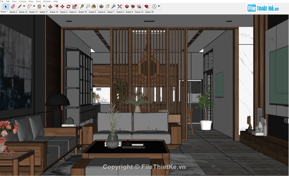 Phòng khách Sketchup,model nội thất sketchup,model 3d phòng khách,File phòng khách sketchup,Model sketchup phòng bếp,Model sketchup bàn ăn