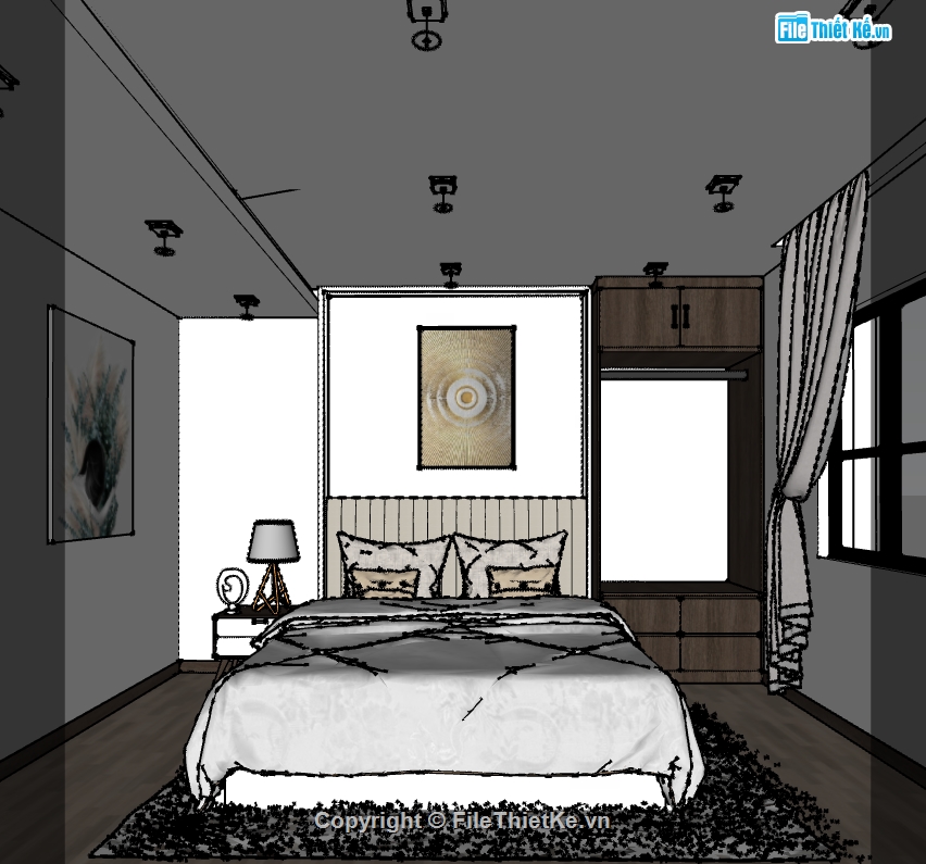 File sketchup nội thất phòng ngủ,nội thất phòng khách,sketchup nội thất,File sketchup nội thất,căn hộ chung cư,nội thất chung cư