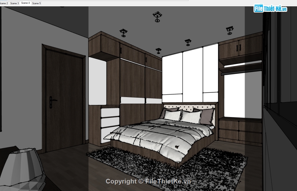 File sketchup nội thất phòng ngủ,nội thất phòng khách,sketchup nội thất,File sketchup nội thất,căn hộ chung cư,nội thất chung cư