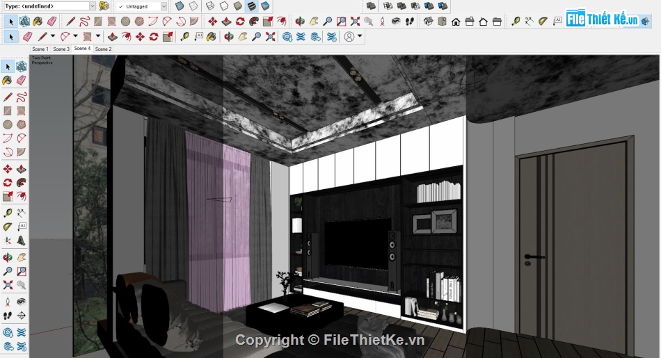 sketchup nội thất,File sketchup nội thất,file su nội thất phòng khách,model su nội thất phòng khách