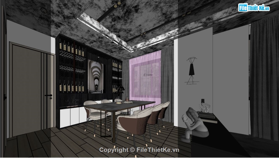 sketchup nội thất,File sketchup nội thất,file su nội thất phòng khách,model su nội thất phòng khách