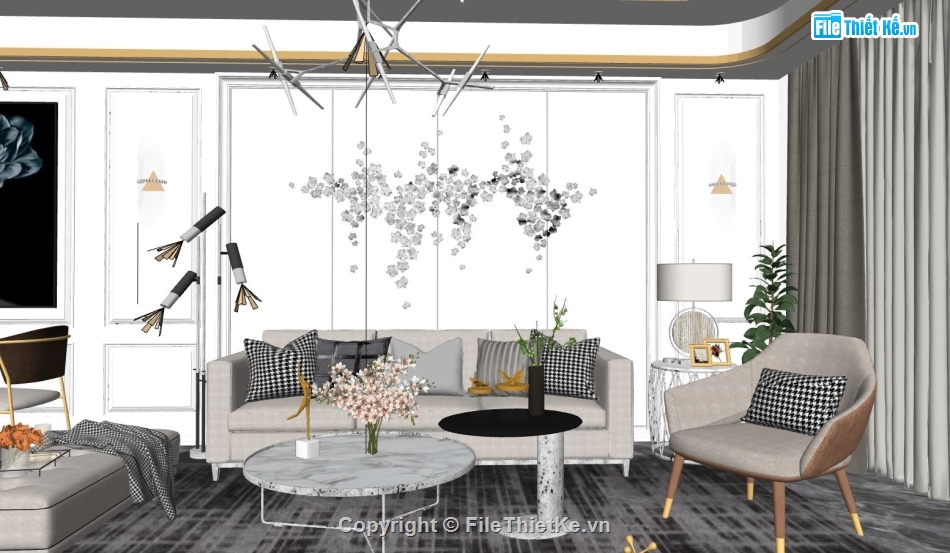 File sketchup phòng khách đẹp,sketchup phòng khách,nội thất phòng khách,Model su nội thất phòng khách,Nội thất phòng khách file su