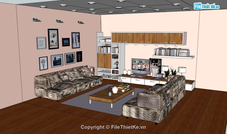 nội thất phòng khách,File sketchup nội thất,phòng khách đẹp,File sketchup phòng khách đẹp,sketchup phòng khách