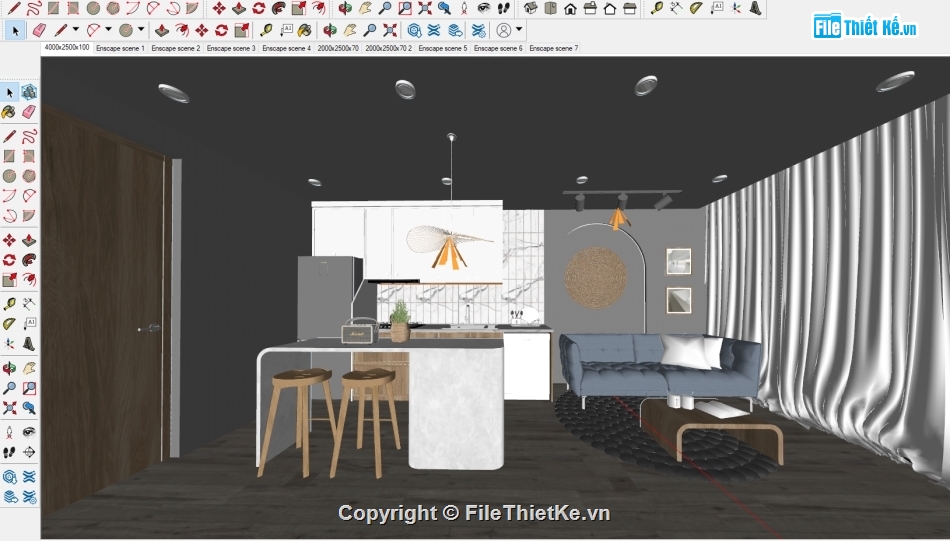 sketchup nội thất,File sketchup nội thất,sketchup phòng khách,File sketchup phòng khách,nội thất phòng khách