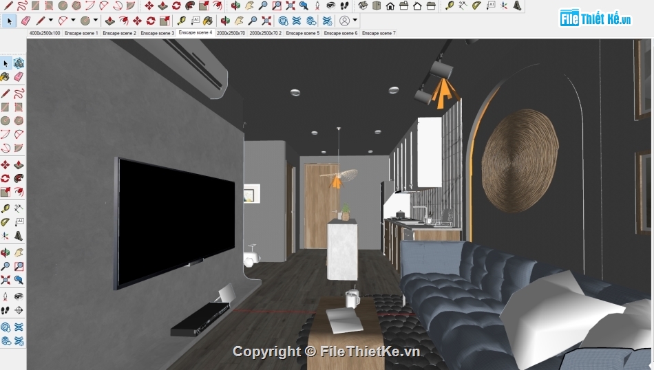 sketchup nội thất,File sketchup nội thất,sketchup phòng khách,File sketchup phòng khách,nội thất phòng khách