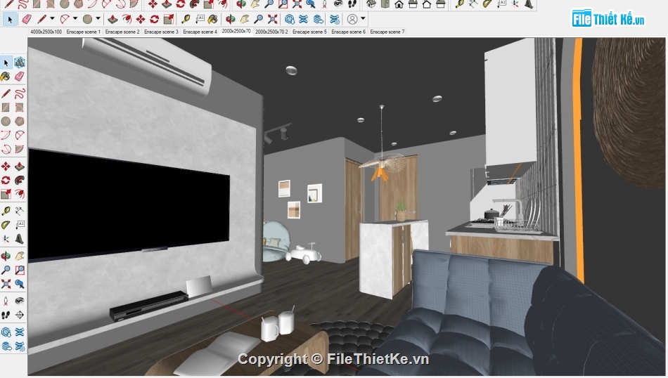 sketchup nội thất,File sketchup nội thất,sketchup phòng khách,File sketchup phòng khách,nội thất phòng khách