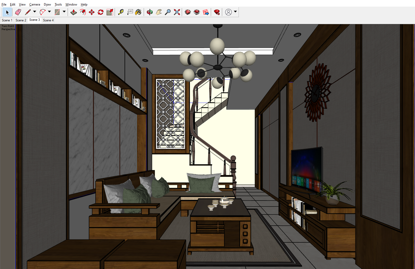 nội thất phòng khách,phòng khách hiện đại,Sketchup nội thất gia đình,File sketchup Nội thất phòng khác