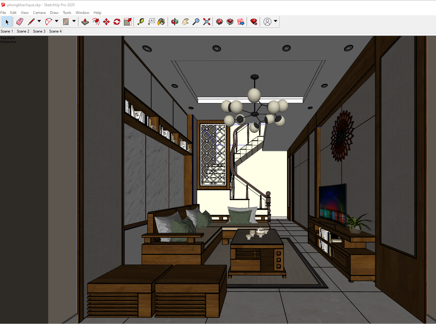 nội thất phòng khách,phòng khách hiện đại,Sketchup nội thất gia đình,File sketchup Nội thất phòng khác