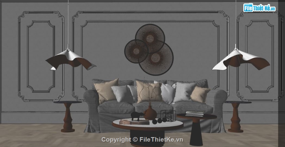 sketchup nội thất,File sketchup nội thất phòng khách,model phòng khách,nội thất phòng khách