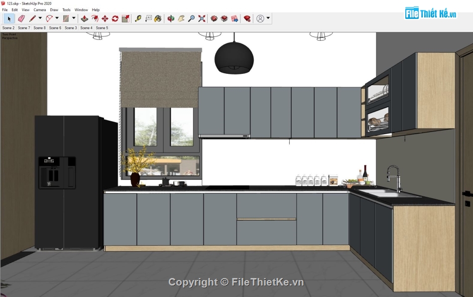 Phòng khách Sketchup,Phòng khách hiện đại File su,sketchup nội thất nhà bếp,phòng bếp sketchup,Sketchup 2021 thiết kế nội thất