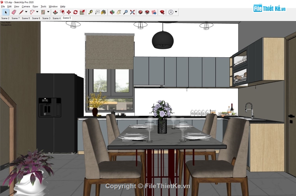 Phòng khách Sketchup,Phòng khách hiện đại File su,sketchup nội thất nhà bếp,phòng bếp sketchup,Sketchup 2021 thiết kế nội thất