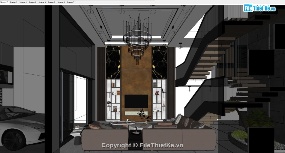 Sketchup nội thất phòng khách,Sketchup nội thất,File sketchup nội thất phòng khách,File 3D nội thất phòng khách,nội thất phòng khách