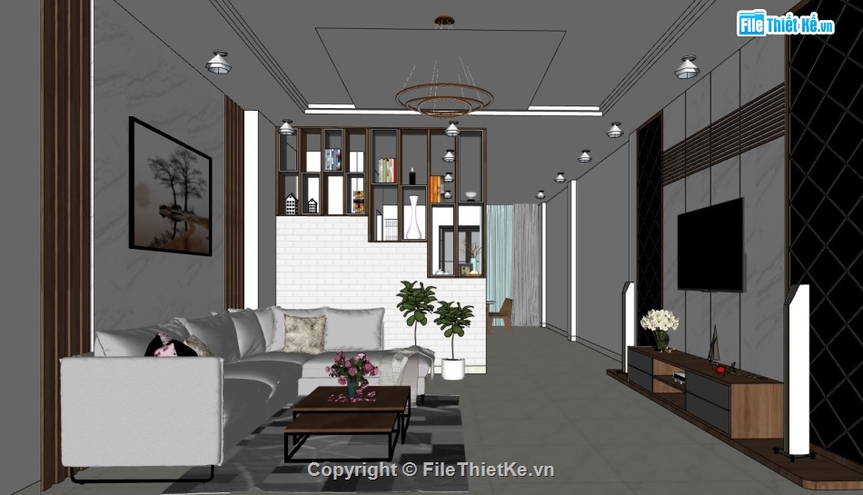 nội thất phòng khách hiện đại,sketchup nội thất phòng khách,nội thất phòng khách sketchup