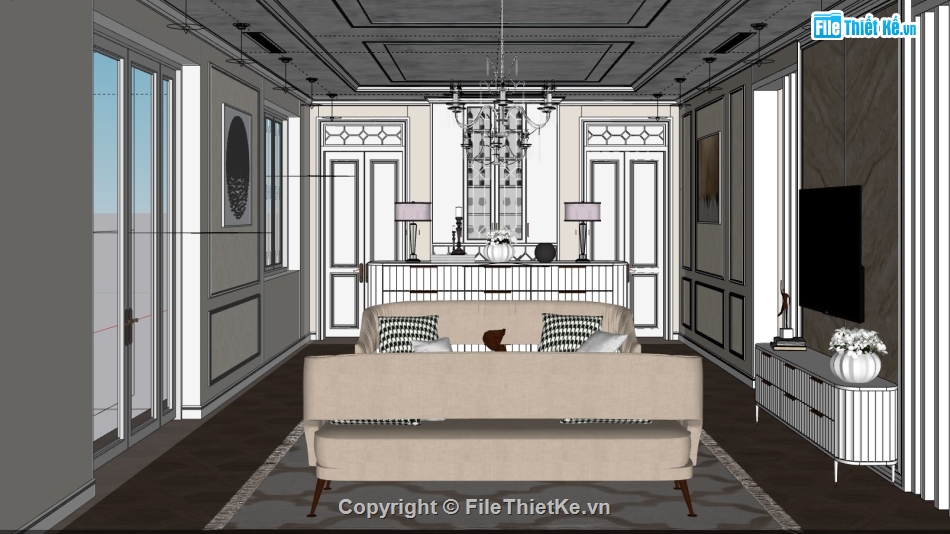 nội thất phòng khách,File sketchup nội thất phòng khách,sketchup thiết kế nội thất,nội thất phòng khách sketchup