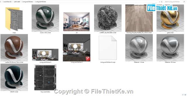 SKETCHUP nội thất phòng khách,File sketchup nội thất vray 3.4 full setting,Nội thất chung cư,Nội thất phòng khách và bếp