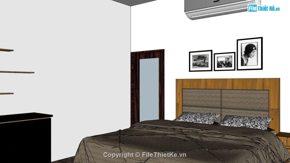nội thất phòng ngủ,sketchup nội thất phòng ngủ,dựng phòng ngủ 3d