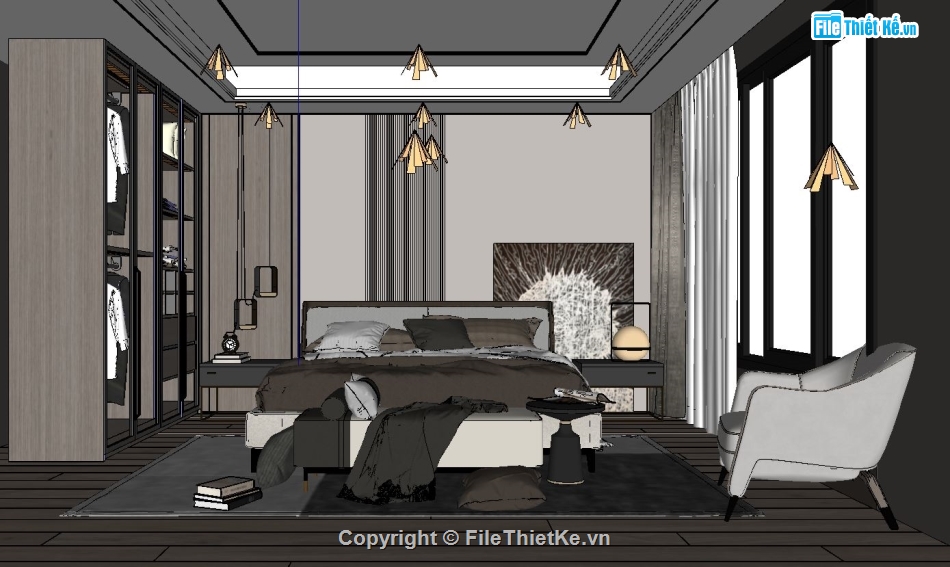 nội thất phòng ngủ,phòng hiện đại,sketchup nội thất,File sketchup nội thất phòng ngủ,File sketchup nội thất phòng ngủ hiện đại