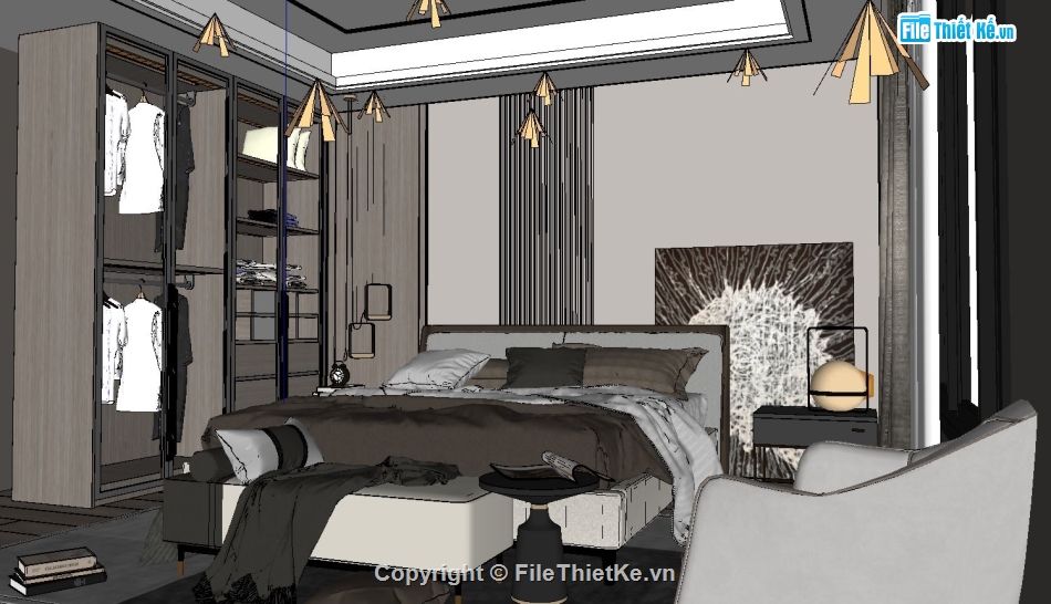 nội thất phòng ngủ,phòng hiện đại,sketchup nội thất,File sketchup nội thất phòng ngủ,File sketchup nội thất phòng ngủ hiện đại