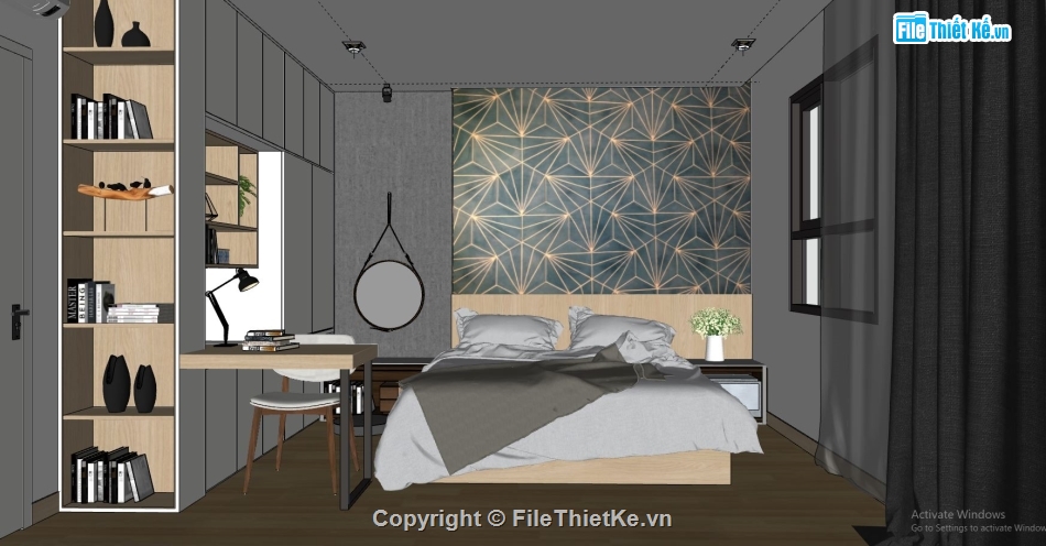 phòng ngủ sketchup,sketchup nội thất phòng ngủ,File sketchup nội thất phòng ngủ