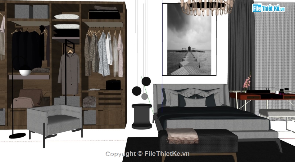 nội thất phòng ngủ,File sketchup nội thất,model su nội thất phòng ngủ,file 3d su nội thất phòng ngủ