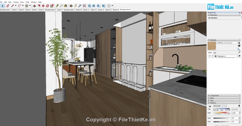 Sketchup phòng khách,su nội thất phòng bếp,Sketchup phòng ăn,Sketchup phòng sinh hoạt,file sketchup phòng khách,Sketchup phòng bếp