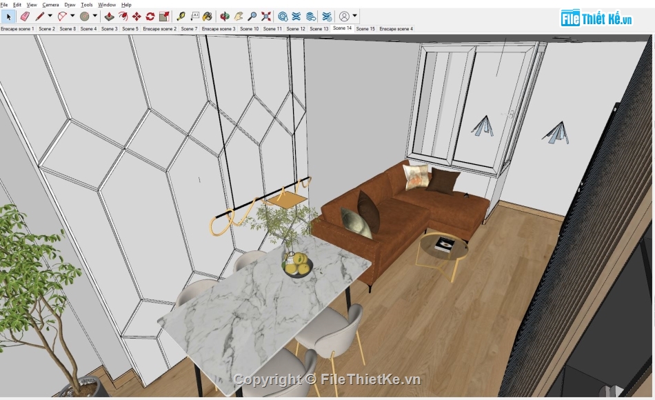 Sketchup phòng khách,su nội thất phòng bếp,Sketchup phòng ăn,Sketchup phòng sinh hoạt,file sketchup phòng khách,Sketchup phòng bếp