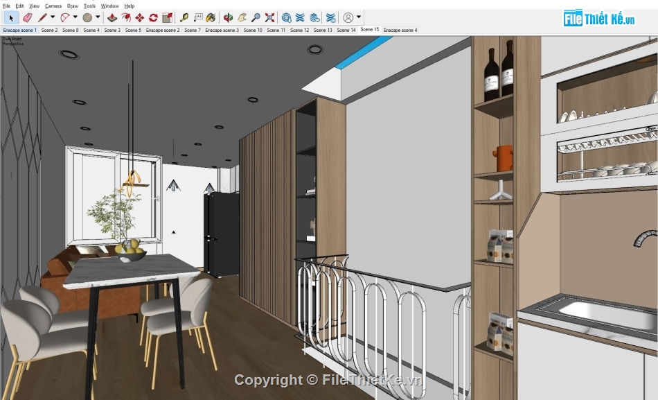 Sketchup phòng khách,su nội thất phòng bếp,Sketchup phòng ăn,Sketchup phòng sinh hoạt,file sketchup phòng khách,Sketchup phòng bếp