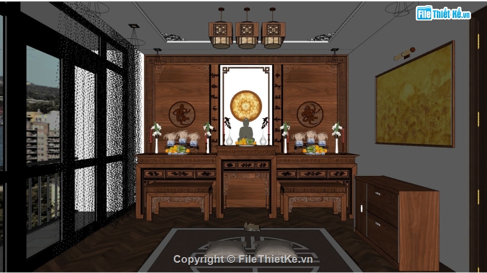 SU nội thất phòng thờ,sketchup nội thất phòng thờ,file sketchup phòng thờ,Sketchup phòng thờ,model su phòng thờ,File su phòng thờ