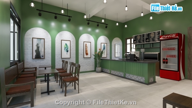 nội thất quán trà sữa,nội thất quán cafe,File sketchup nội thất,thiết kế quán trà tranh,sketchup quán trà tranh