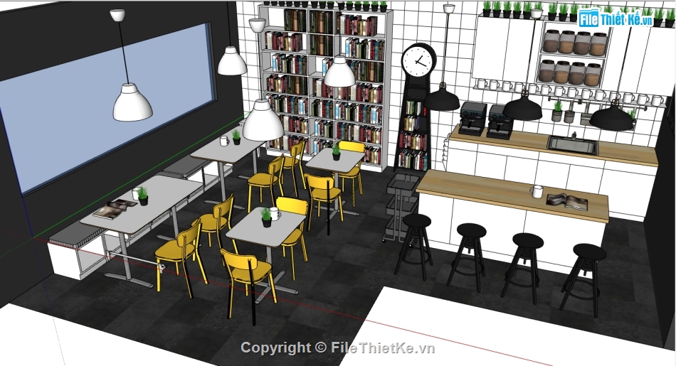 File sketchup nội thất,quán cafe sketchup,nội thất cafe,nội thất quán cafe,sketchup quán cafe