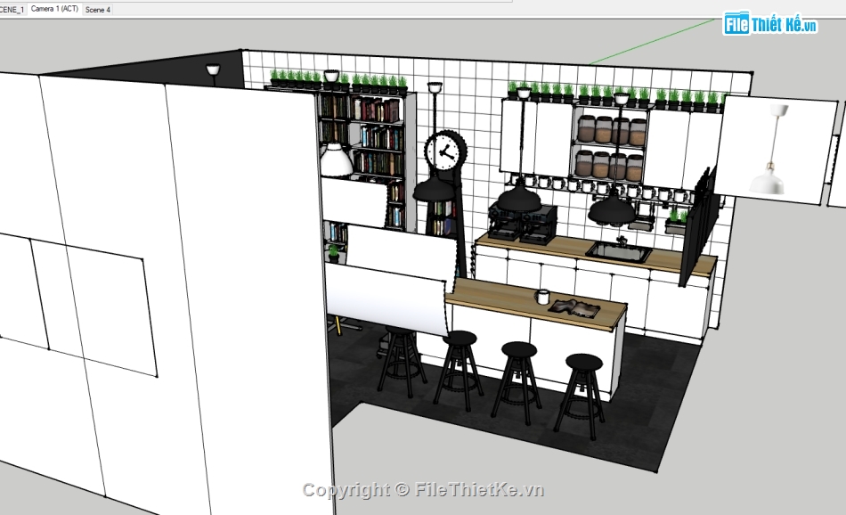 File sketchup nội thất,quán cafe sketchup,nội thất cafe,nội thất quán cafe,sketchup quán cafe