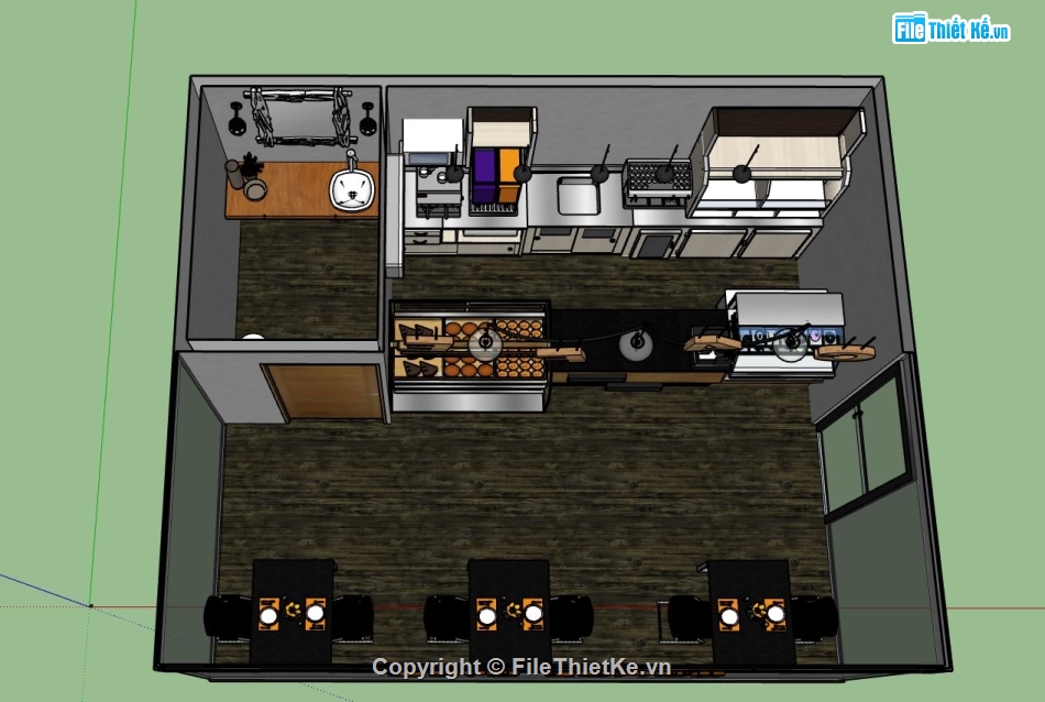 mẫu nội thất quán cafe,sketchup nội thất quán cafe,mẫu thiết kế quán cafe