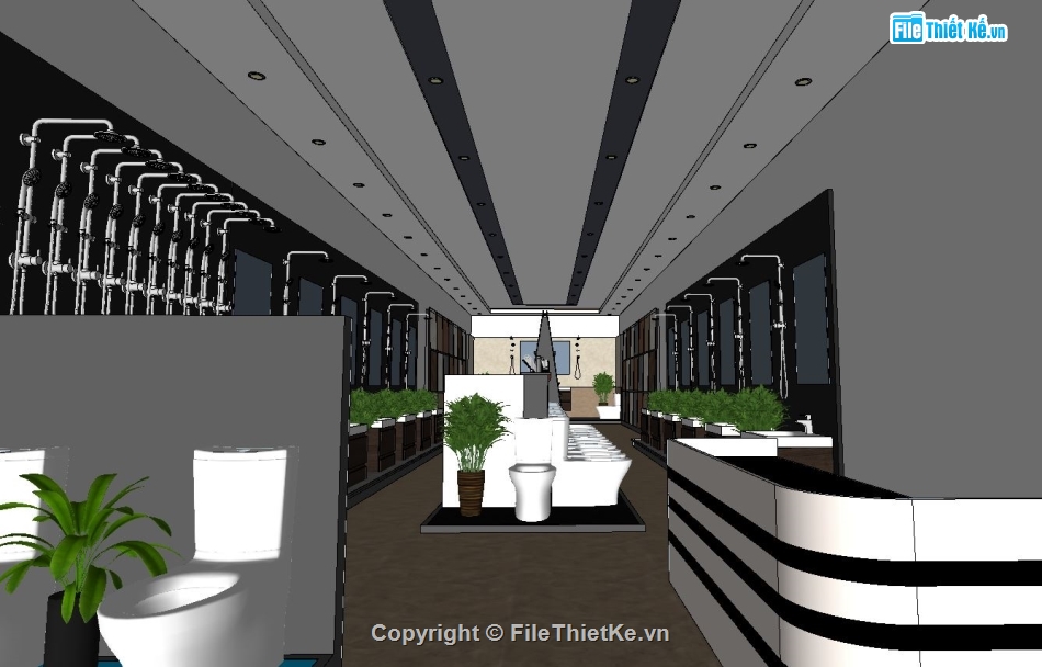 sketchup nội thất,File sketchup nội thất,Sketchup thiết kế showroom,Sketchup nội thất showroom