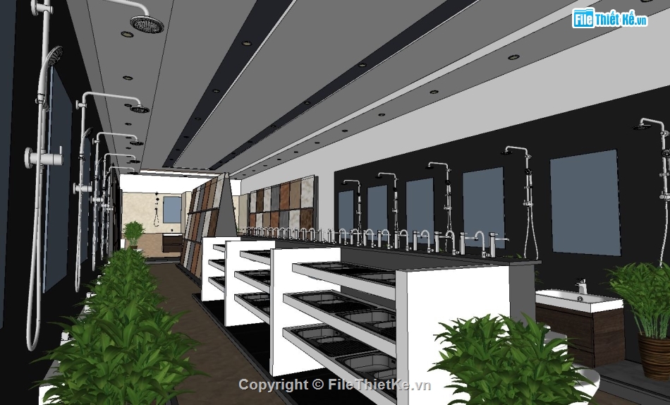 sketchup nội thất,File sketchup nội thất,Sketchup thiết kế showroom,Sketchup nội thất showroom