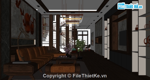 nội thất phòng khách,phòng bếp,nội thất nhà,su nội thất,sketchup thiết kế nội thất