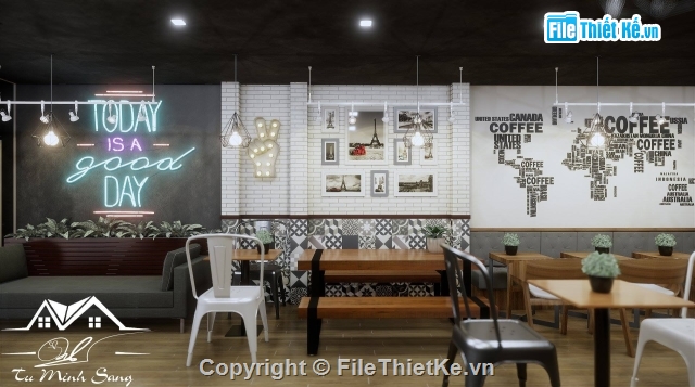 trà sữa sketchup,SU cà phê,Sketchup coffee,quán coffee,thiết kế nội thất coffee