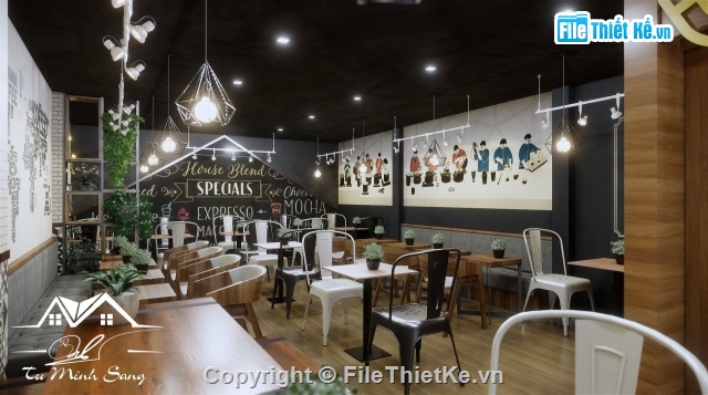 trà sữa sketchup,SU cà phê,Sketchup coffee,quán coffee,thiết kế nội thất coffee