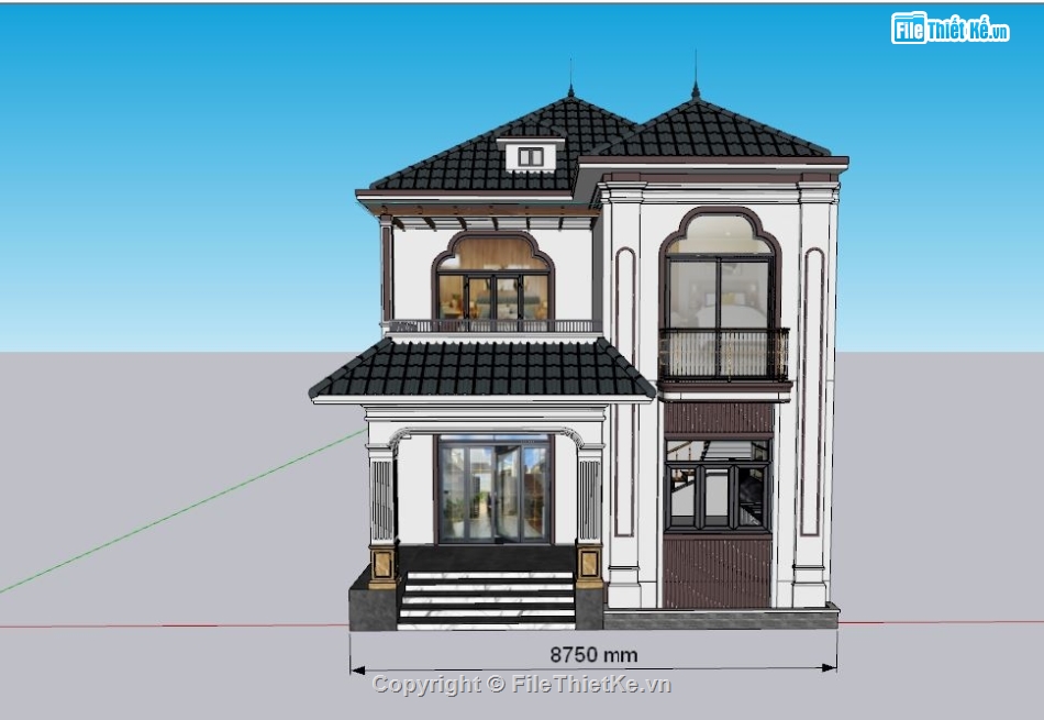 biệt thự 2 tầng,file su biệt thự 2 tầng,sketchup biệt thự 2 tầng