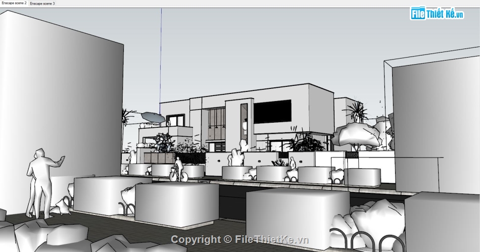 biệt thự 2 tầng file sketchup,model su biệt thự 2 tầng,biệt thự 23x25m trên sketchup,biệt thự 2 tầng 23x25m