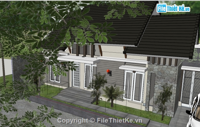 phối cảnh nhà,biệt thự nhà vườn,phối cảnh nhà phố,Sketchup phối cảnh biệt thự