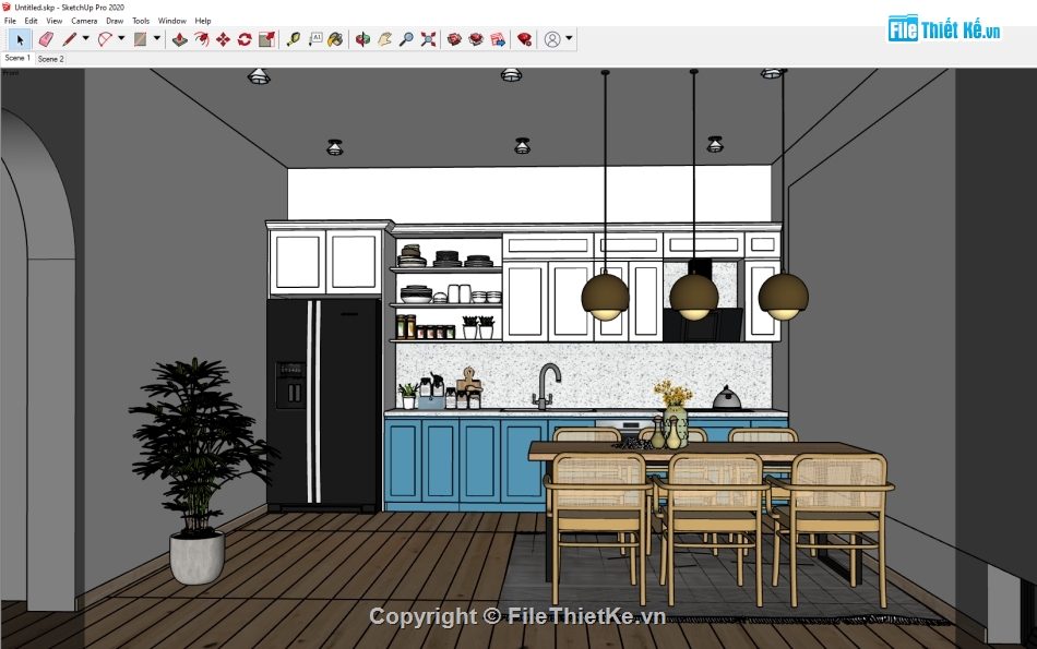 nội thất nhà,nhà bếp sketchup,File sketchup bàn ăn,sketchup nội thất,File sketchup nhà bếp,model su nhà bếp