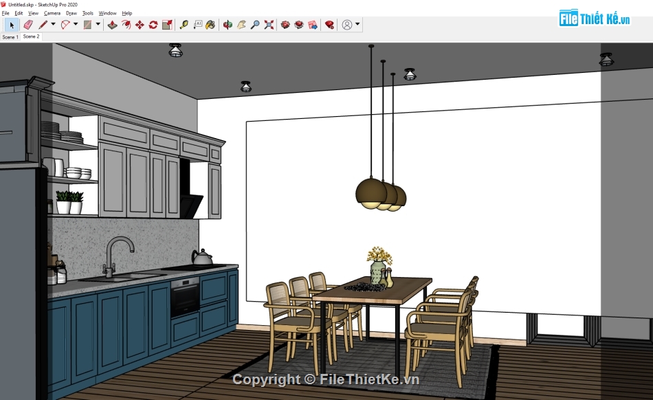 nội thất nhà,nhà bếp sketchup,File sketchup bàn ăn,sketchup nội thất,File sketchup nhà bếp,model su nhà bếp