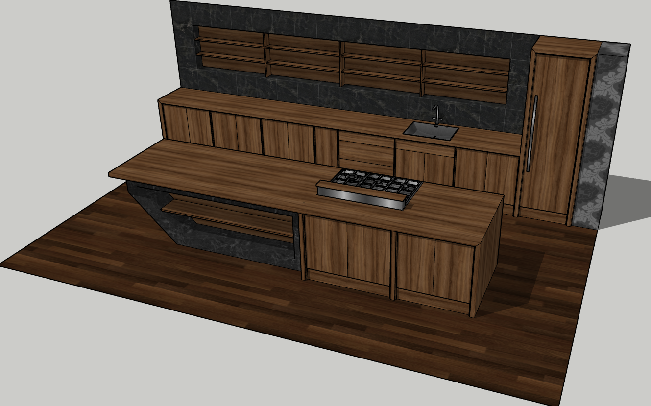 phòng bếp sketchup,File sketchup phòng khách bếp,file sketchup phòng bếp,model sketchup phòng bếp