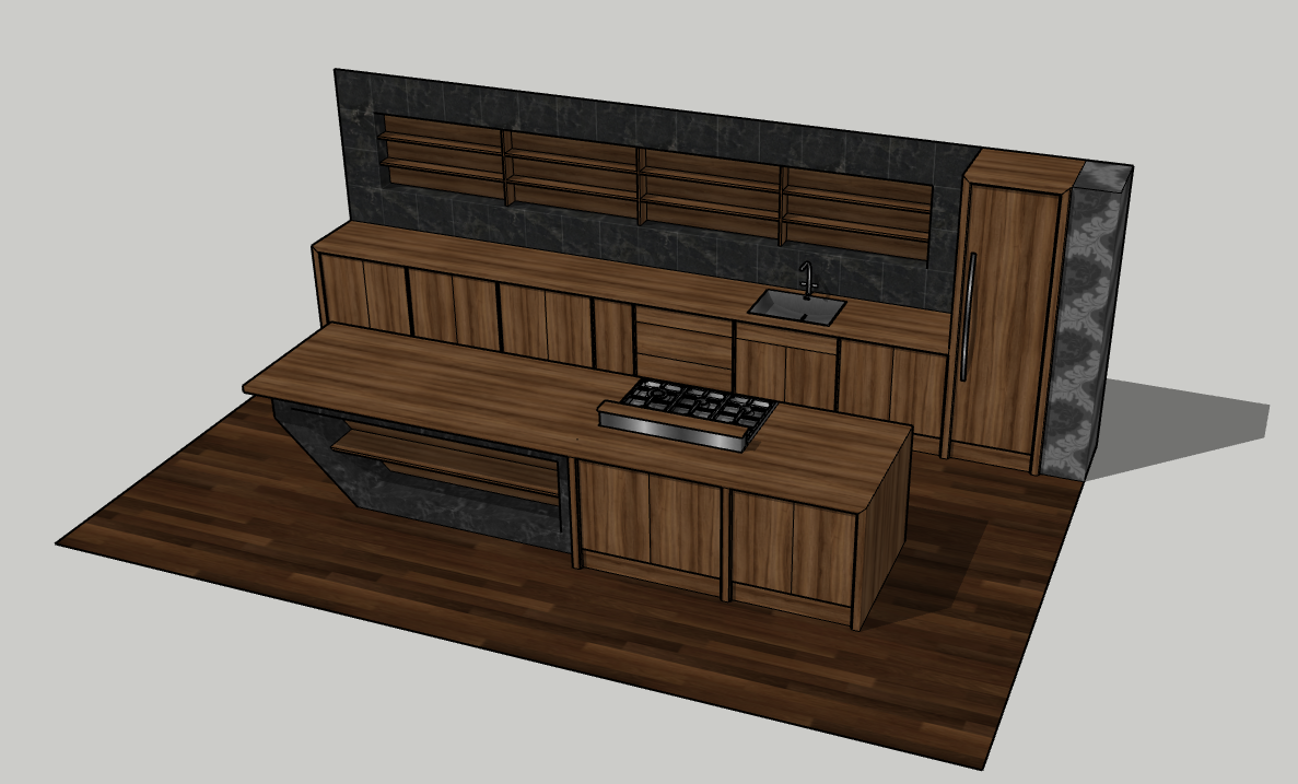 phòng bếp sketchup,File sketchup phòng khách bếp,file sketchup phòng bếp,model sketchup phòng bếp